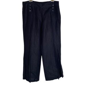 LARRY Levine Women’s Navy Blue Nautical Style Linen/Rayon Wide Leg Pant Size 14